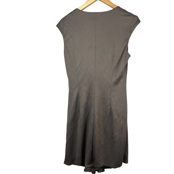 Karen Millen Taupe Gray Cap Sleeve Sheath Dress Size 10 EU 42 Tie Front - Picture 13 of 14